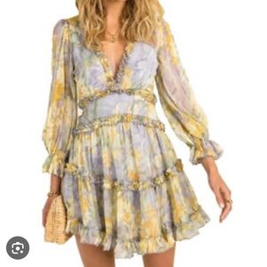 Saint & Secrets Floral Ruffle Mini Dress